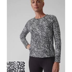 Athleta Ultimate Train Print Long Sleeve Top Black &‎ White Size Medium